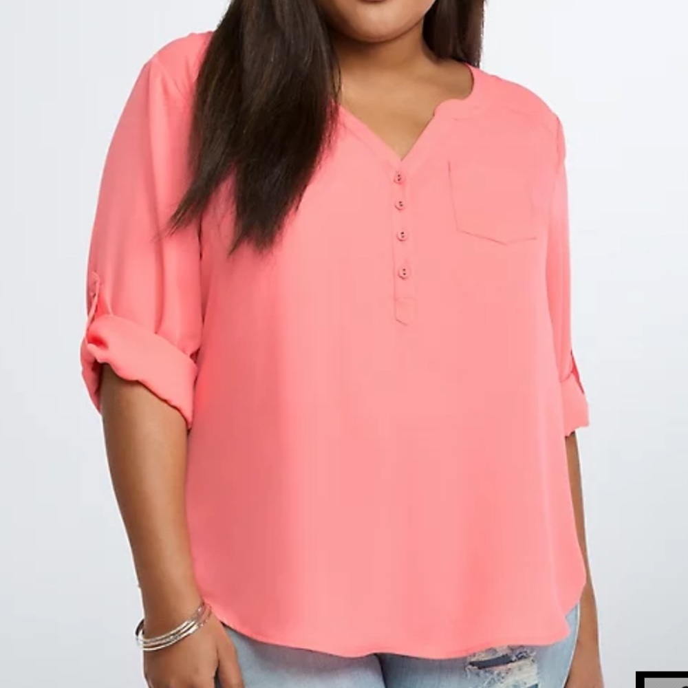 Torrid coral georgette pullover blouse top 3X 22/24 plus size